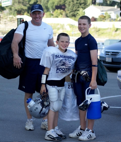 Kevin Baker taking the Fabulous Baker Boys to football practice on September 8, 2009.